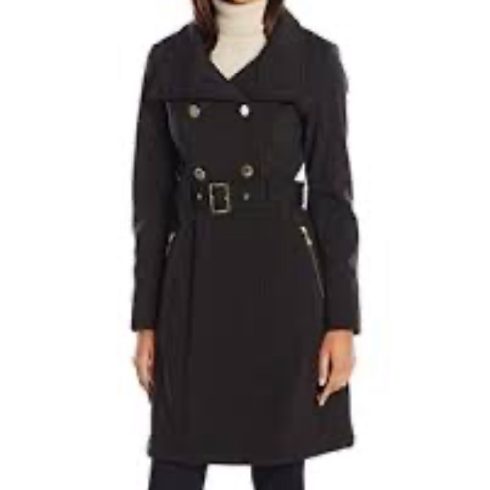 Guess wool belted black trench coat